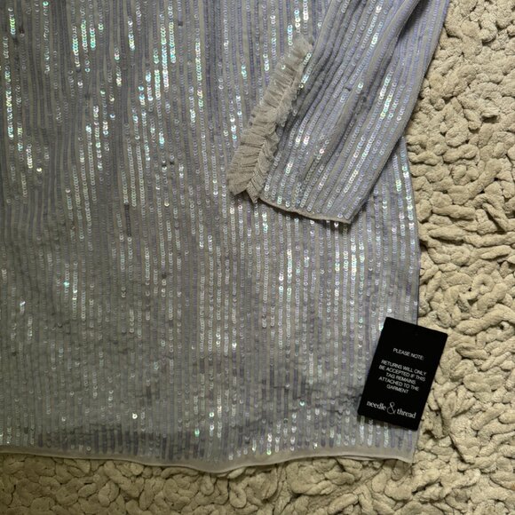 NWT BHLDN Needle & Thread Shimmer Long Sleeve Mini Dress Sz XS - Picture 6 of 12